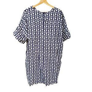 Layla light cotton oversized dress tunic navy & white - size M